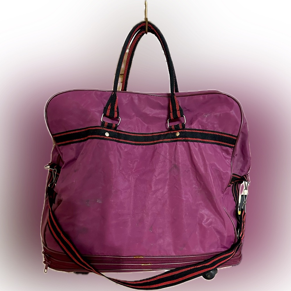 VTG EXPANDABLE ROLLING TRAVEL LUGGAGE BAG WHEELS FUSHIA PURPLE PINK 20”x11”x 24”